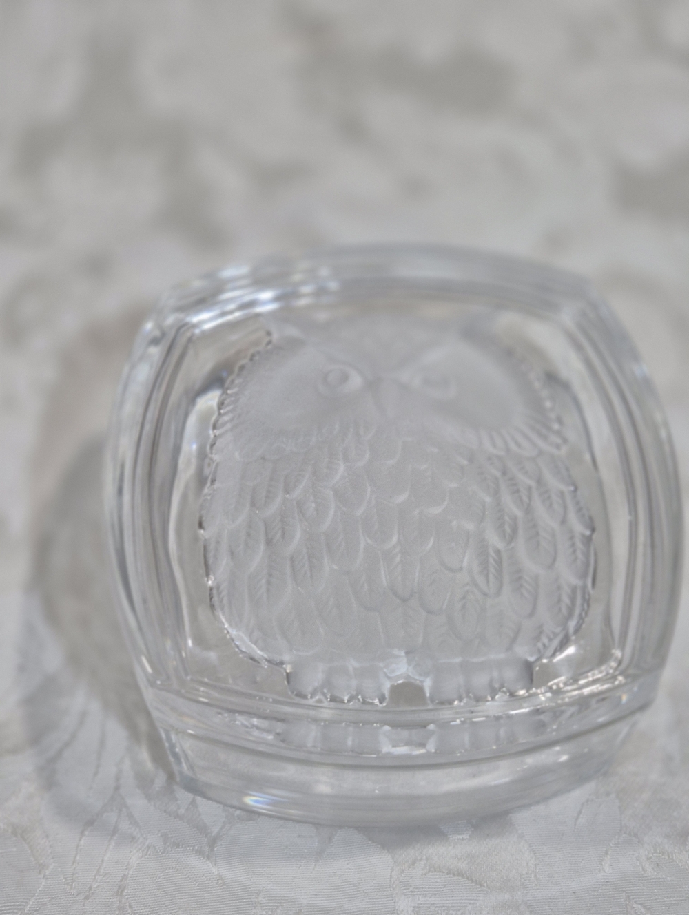 Cristal D' Arques Made In France Owl Covered Dish Mid-century